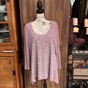 Slinky Brand Mauve Scoop Neck Tunic Top